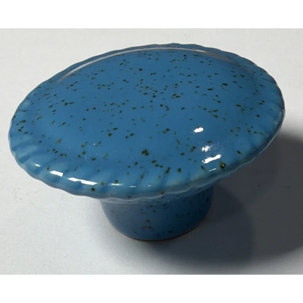 559~ Vintage Salvaged Blue With Speckle Porcelain Drawer Knob Pull 1.75